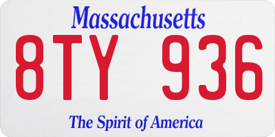MA license plate 8TY936