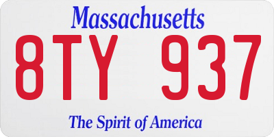 MA license plate 8TY937
