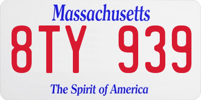 MA license plate 8TY939