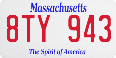 MA license plate 8TY943