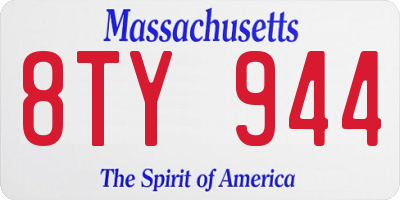 MA license plate 8TY944