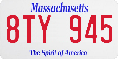 MA license plate 8TY945
