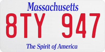 MA license plate 8TY947