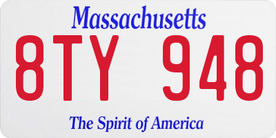 MA license plate 8TY948