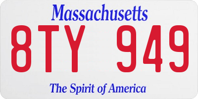 MA license plate 8TY949