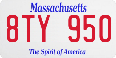 MA license plate 8TY950
