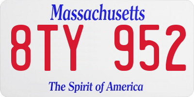MA license plate 8TY952