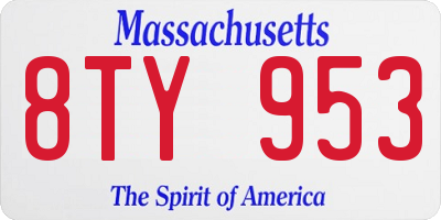 MA license plate 8TY953