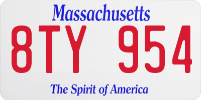 MA license plate 8TY954