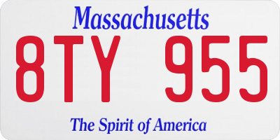 MA license plate 8TY955