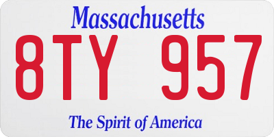 MA license plate 8TY957