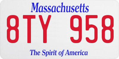 MA license plate 8TY958