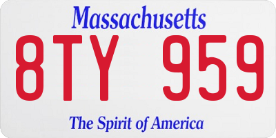 MA license plate 8TY959