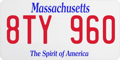 MA license plate 8TY960