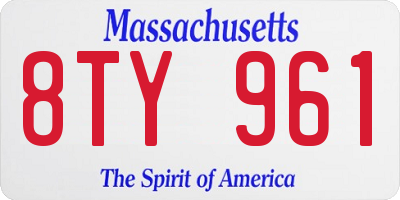MA license plate 8TY961