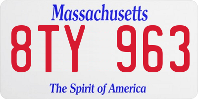 MA license plate 8TY963