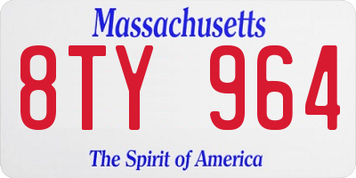 MA license plate 8TY964
