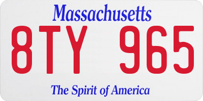 MA license plate 8TY965