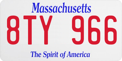 MA license plate 8TY966