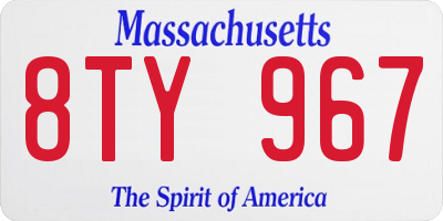 MA license plate 8TY967