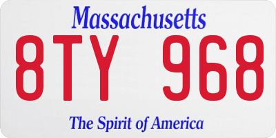 MA license plate 8TY968
