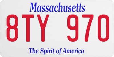 MA license plate 8TY970
