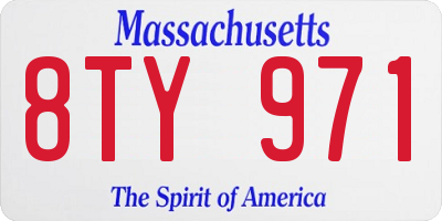 MA license plate 8TY971