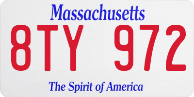 MA license plate 8TY972