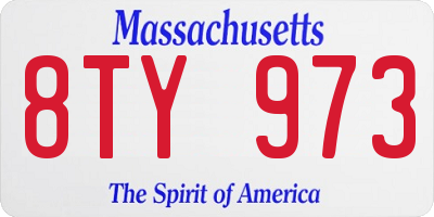 MA license plate 8TY973