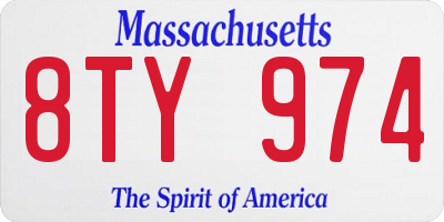 MA license plate 8TY974