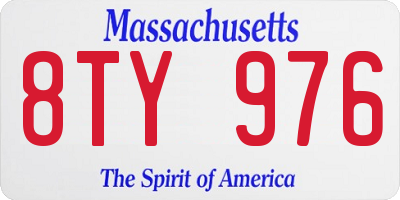 MA license plate 8TY976