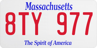 MA license plate 8TY977