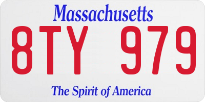 MA license plate 8TY979