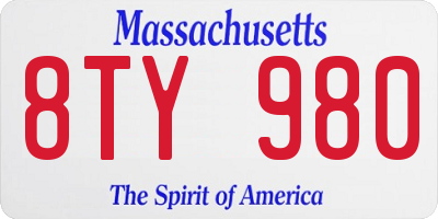 MA license plate 8TY980