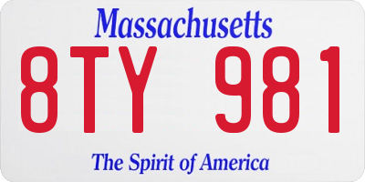 MA license plate 8TY981