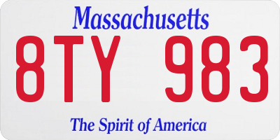 MA license plate 8TY983