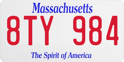 MA license plate 8TY984