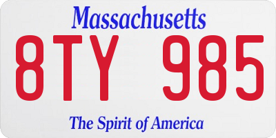 MA license plate 8TY985