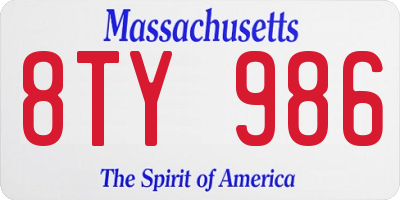 MA license plate 8TY986