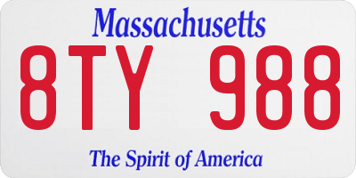 MA license plate 8TY988