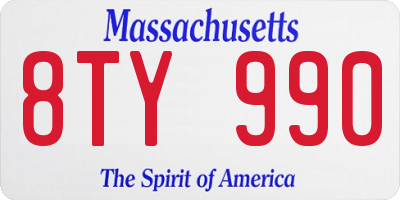 MA license plate 8TY990