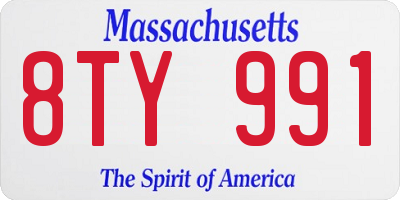 MA license plate 8TY991