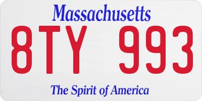 MA license plate 8TY993