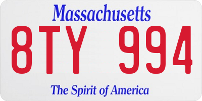 MA license plate 8TY994