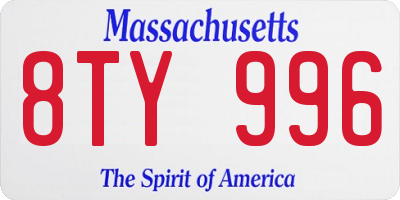MA license plate 8TY996