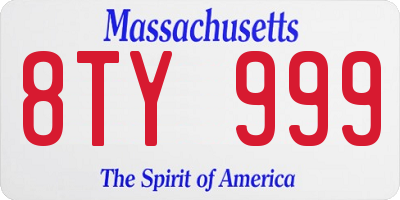 MA license plate 8TY999