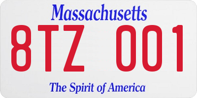 MA license plate 8TZ001