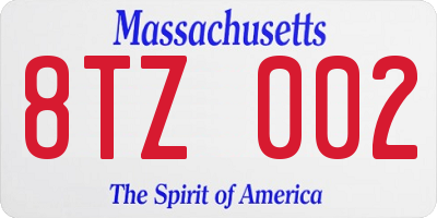 MA license plate 8TZ002