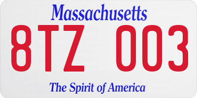MA license plate 8TZ003