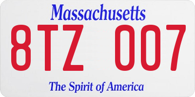 MA license plate 8TZ007
